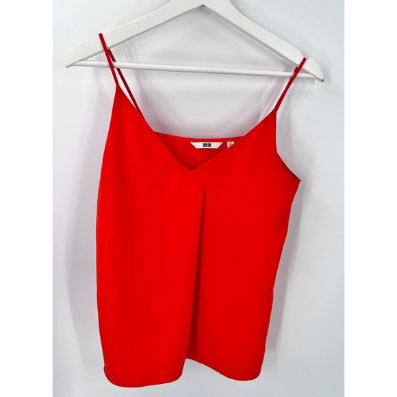 Uniqlo Drape A-line V-Neck Camisole Tank Top Red Women's Small - Picture 2 of 6